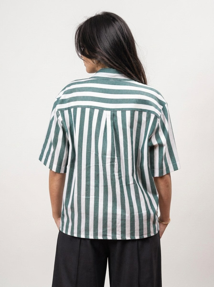 Two Pockets Green Striped Shirt - NAIVE