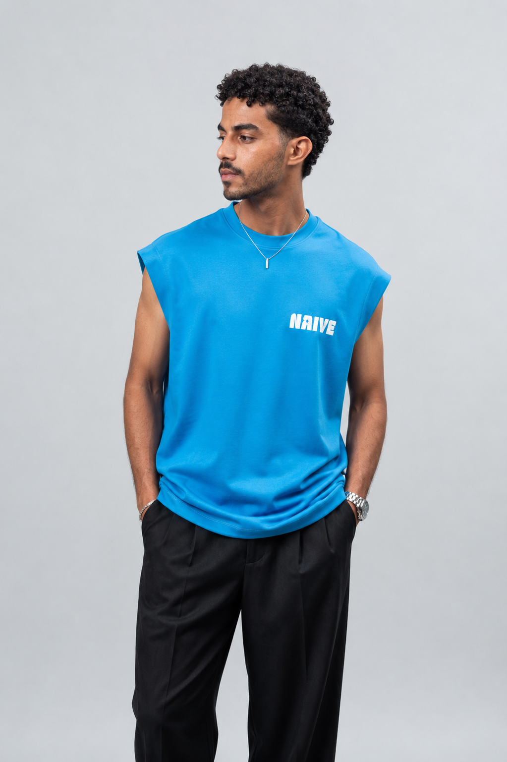 NAIVE The Dodger Blue Tank - dodger blue oversized muscle tank top - view 1