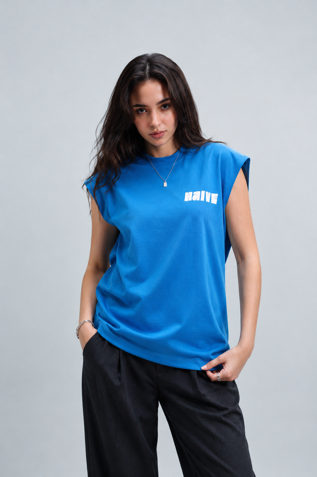 NAIVE The Dodger Blue Tank - dodger blue oversized muscle tank top - view 2