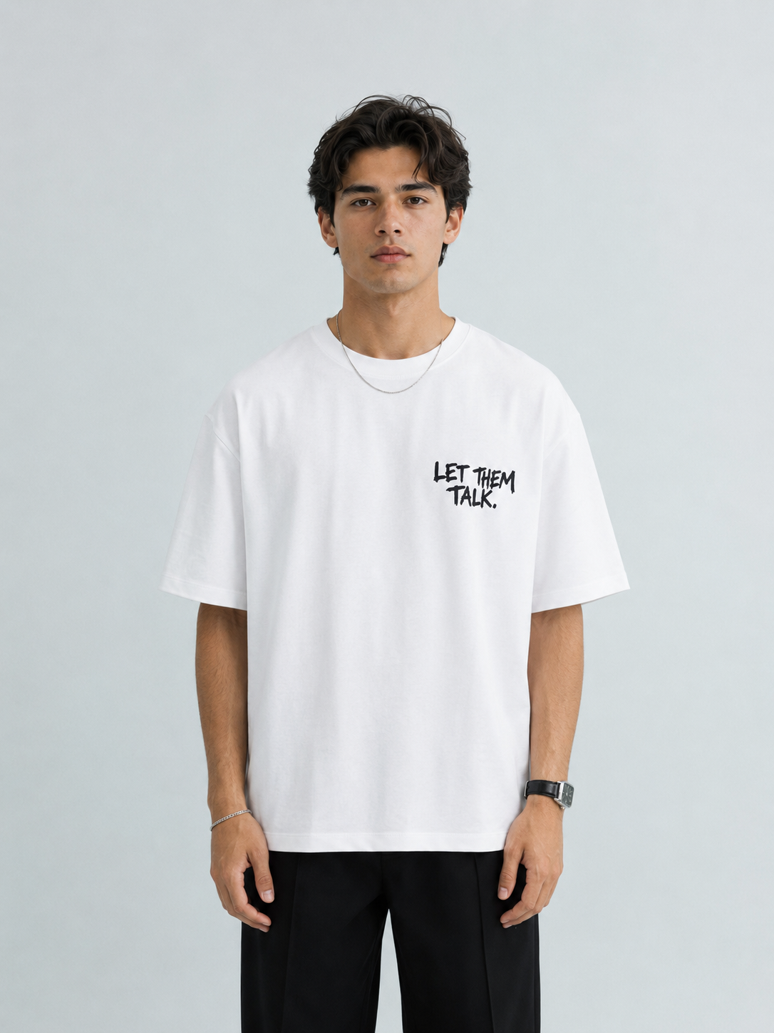 NAIVE Don't Care Label Tee - white oversized t-shirt with care-label print - view 3