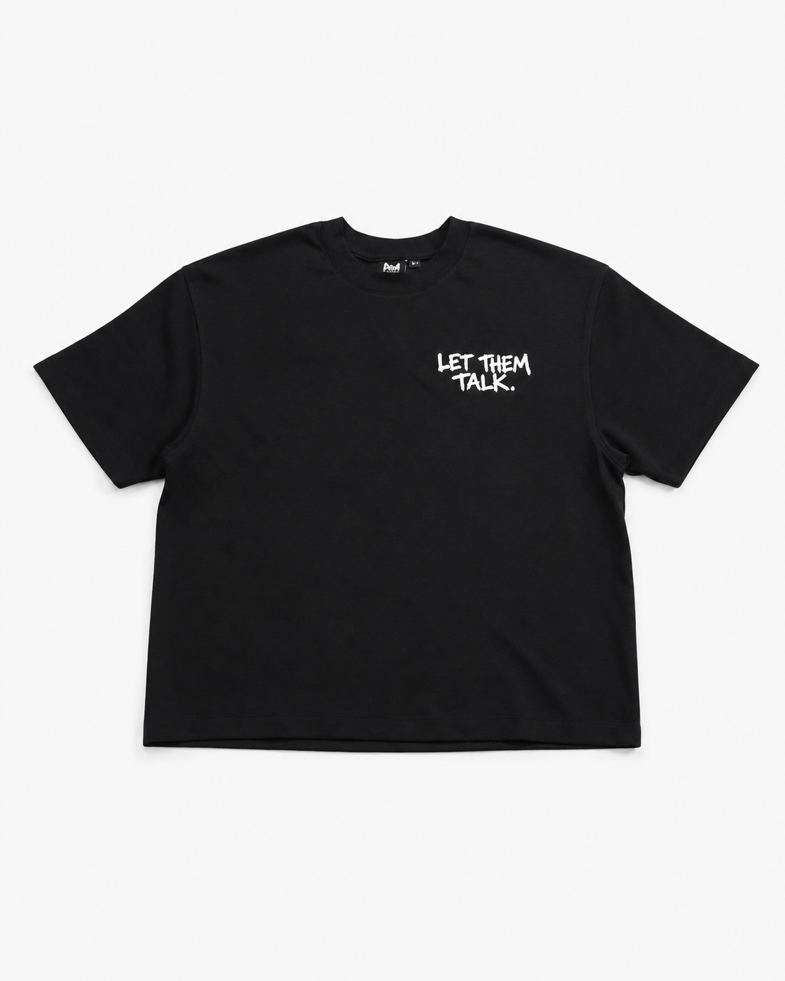 NAIVE Let Them Talk Tee - black boxy graphic t-shirt with mouth back print - view 5