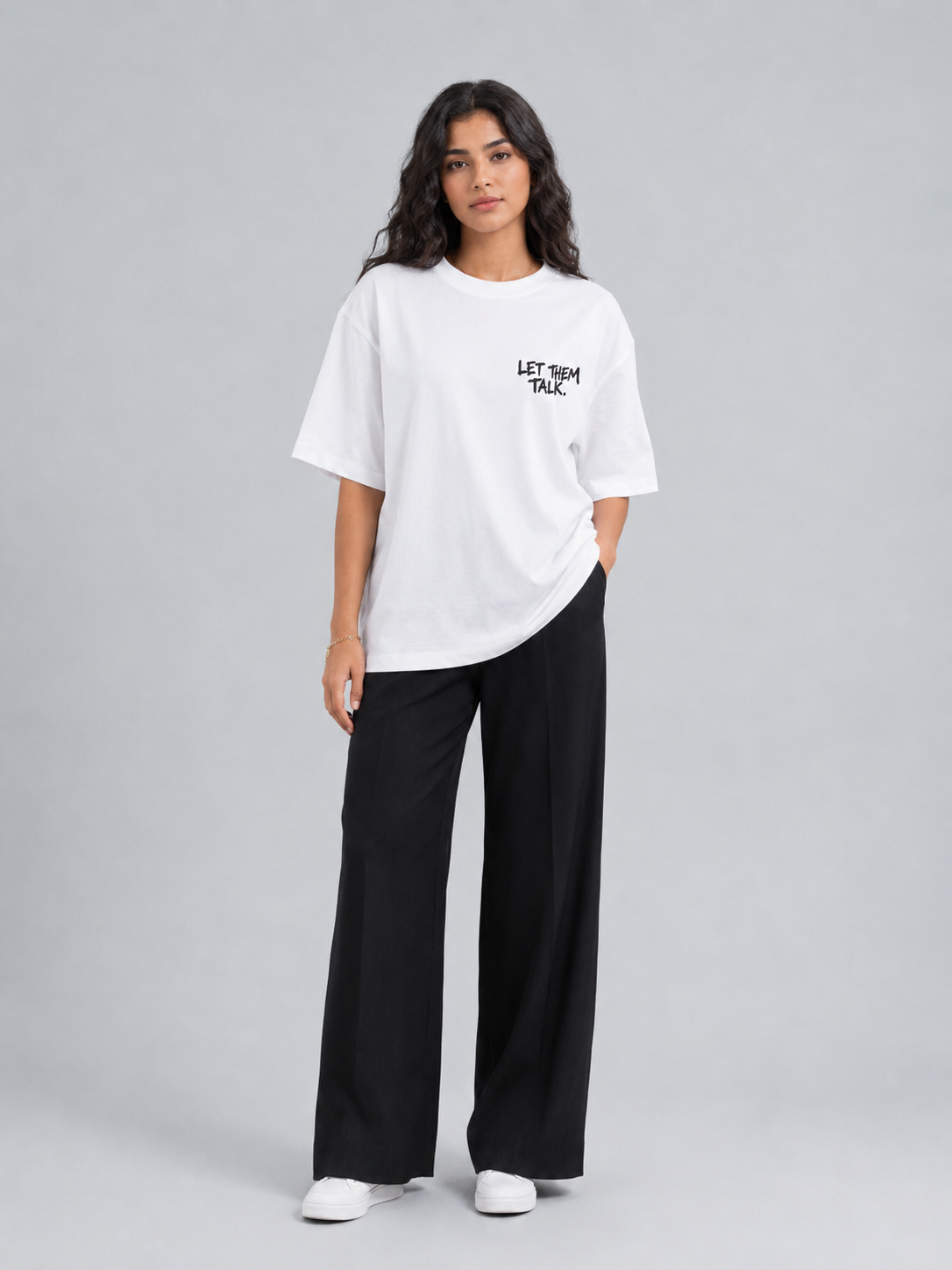 NAIVE Don't Care Label Tee - white oversized t-shirt with care-label print - view 4