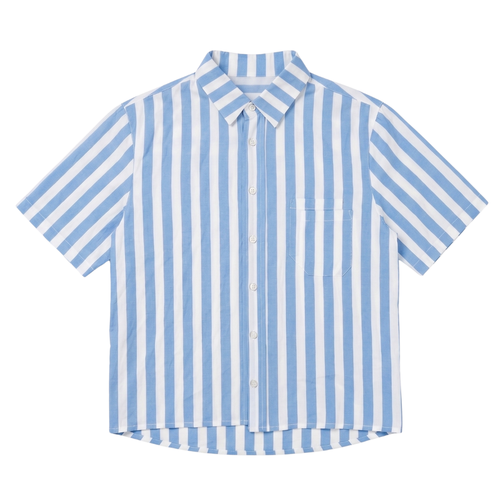Two Pockets Blue Striped Shirt