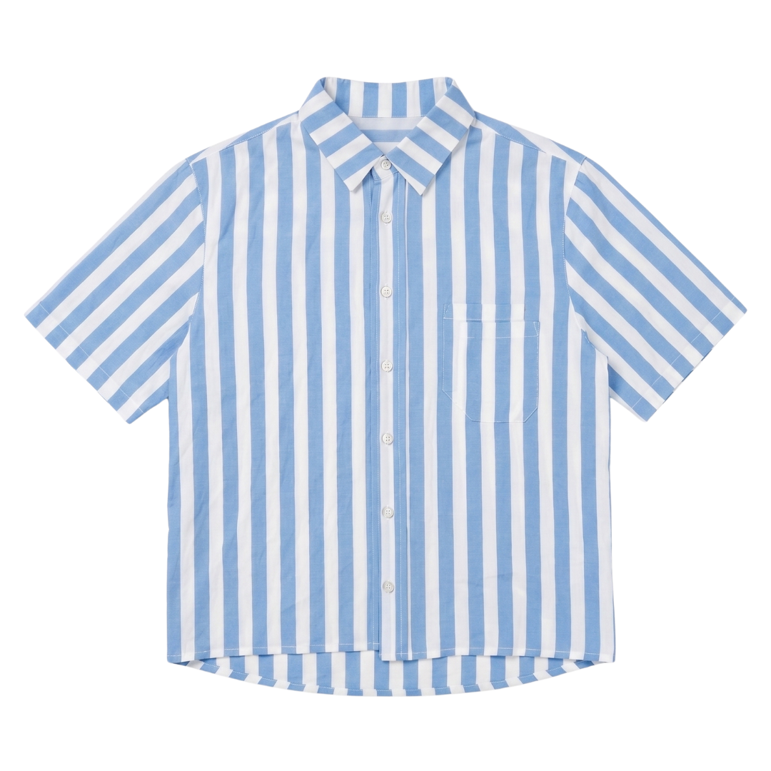 Two Pockets Blue Striped Shirt
