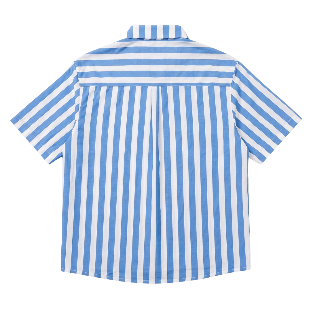 Two Pockets Blue Striped Shirt