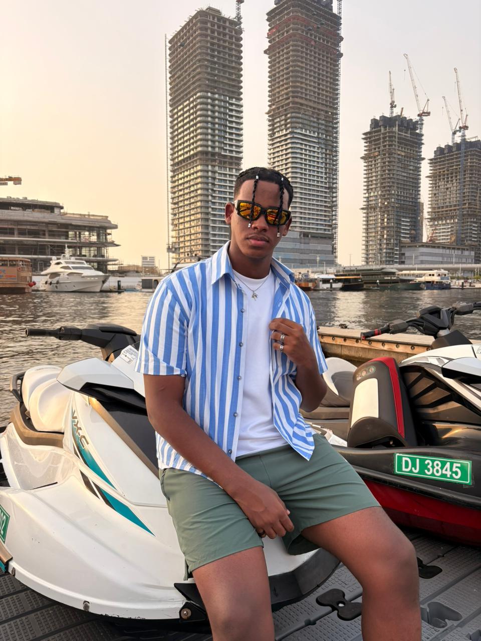 Two Pockets Blue Striped Shirt