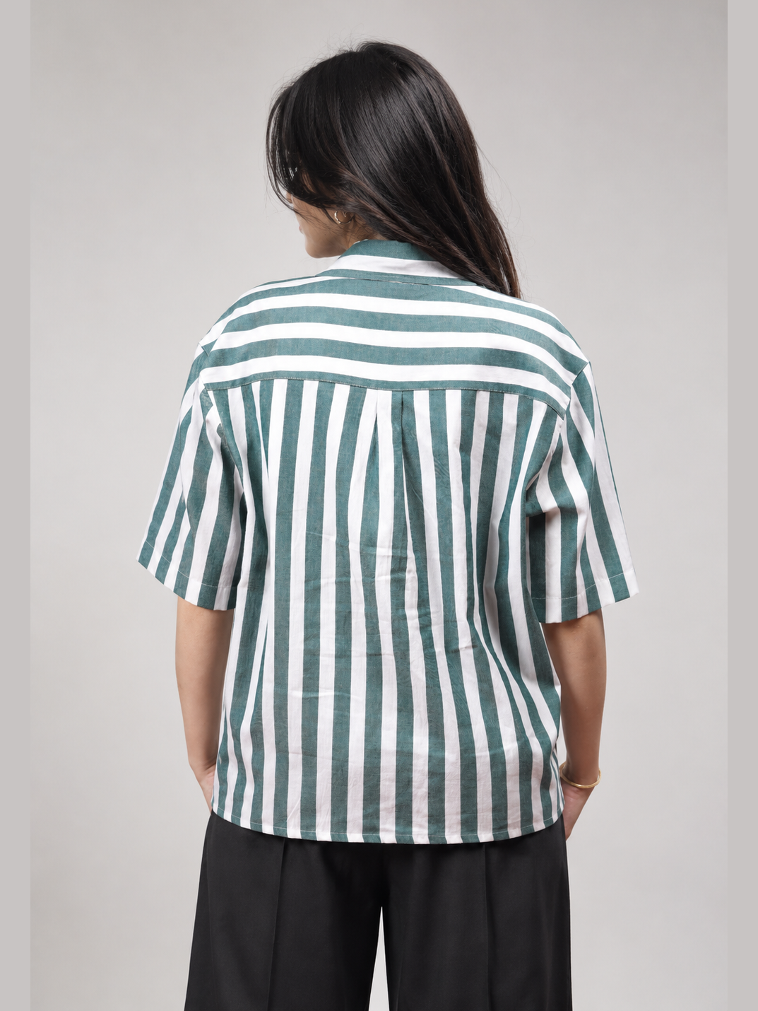 Two Pockets Green Striped Shirt - NAIVE